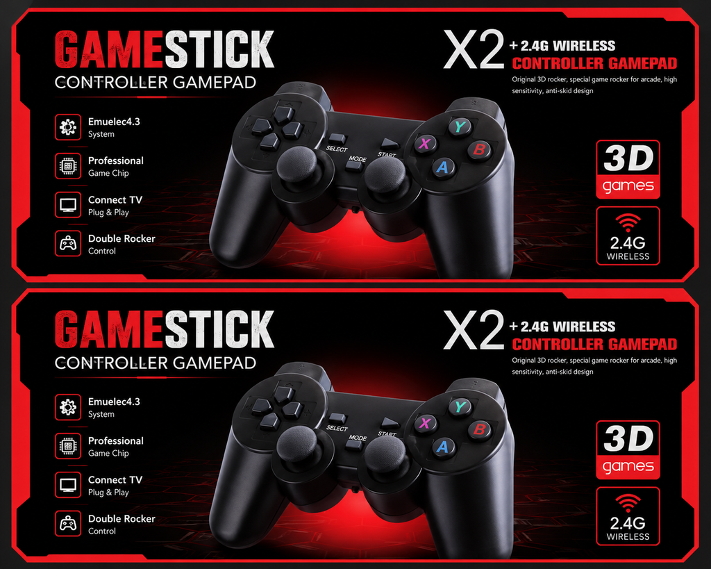 GameStick X2 Plus 2.4G Wireless Game Stick with Dual Controllers